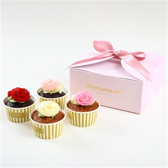 【配送】食べられるお花のクリスマスカップケーキ4個セット