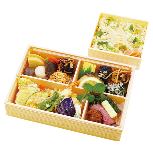 6種の天ぷらと12品目のおかずと季節のご飯弁当