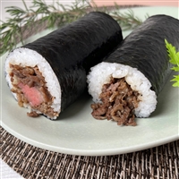 松阪牛焼肉巻きと黒毛和牛ステーキ＆焼肉2色の2点盛り
